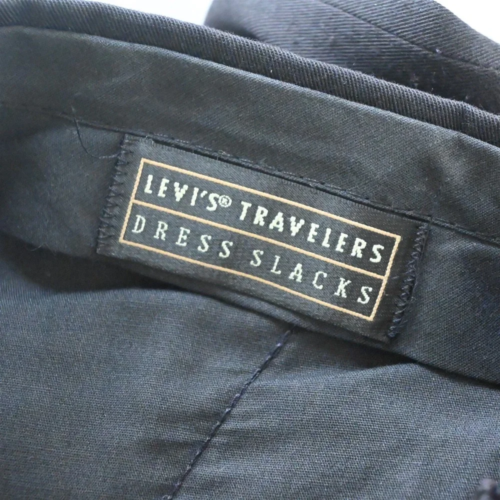 Vtg Levi's 38x29 Black USA Made Black Pleated Cuffed Mens Dress Pants‎